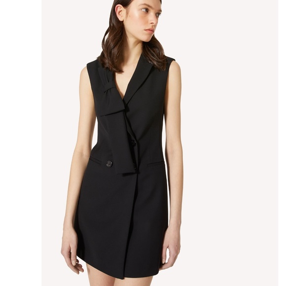 RED VALENTINO VISCOSE WOOL GABARDINE BLAZER DRESS WITH BOW - Picture 14 of 16